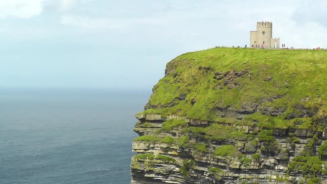 O'Brien's Tower at the 214-metre high Cliffs of Moher in County Clare, Ireland's most visited natural attraction.