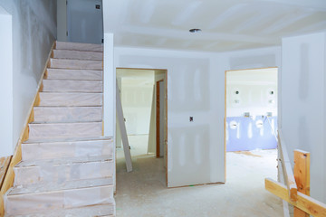 interior house alterations works gypsum board ceiling at construction