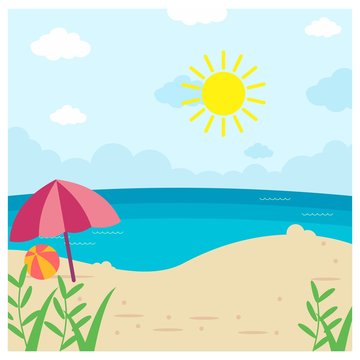 sunny summer beach landscape background scenery 