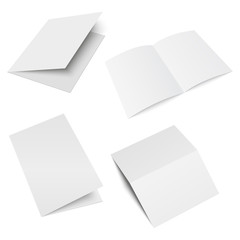 Mock up opened magazine, journal, booklet, postcard, flyer, business card or brochure . Vector.