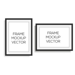 Realistic horizontal and vertical black photo frame. Vector
