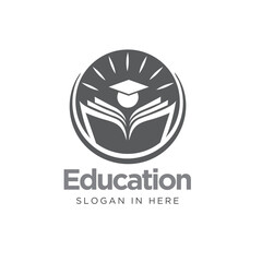 education logo, smart human with cap graduation reading book