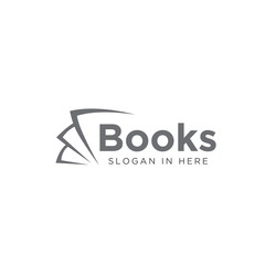 Simple modern line art paper book logo