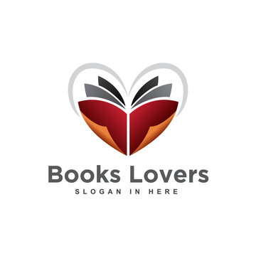 Paper Book Open Love Heart Logo