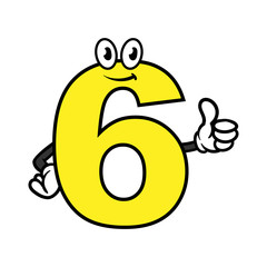 Cartoon Number Six Character