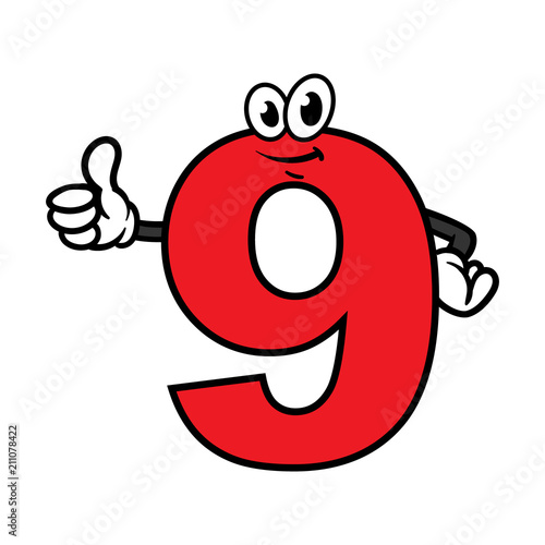 "Cartoon Number Nine Character" Stock image and royalty-free vector