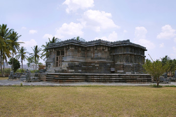Fototapeta na wymiar Kedareshwara Temple, Halebid, Karnataka. View from the North East.