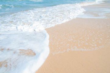 sea beach blue sky sand sun daylight relaxation landscape viewpoint for design postcard and calendar in Phuket, thailand.Seascape wallpaper background.White sand and sea, travel, relax destination