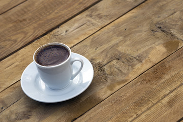 Turkish Coffee on the wooden table.