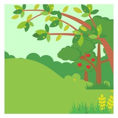 green meadow forest trees jungle scenery landscape background