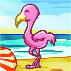 Flamingo Beach Mascot Design Vector