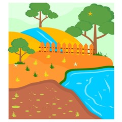  river trees hill scenery landscape background