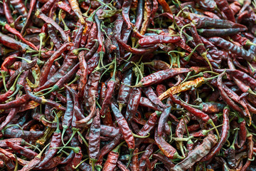 Dry hot chillis background.