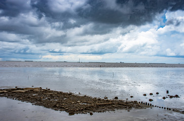 View the sky and the sea at Bang Pu in Samut prakan.