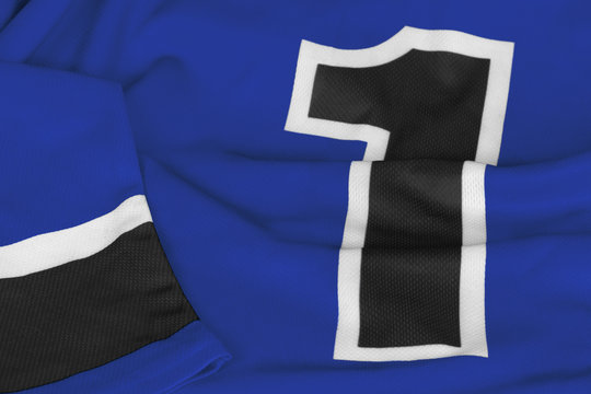 Blue hockey sweater with number one