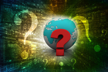 3d rendering question mark and globe