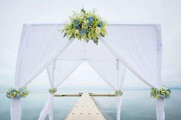 wedding arch on the beach at the south of Thailand.