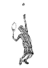クレヨンで描いたテニス選手のイラスト