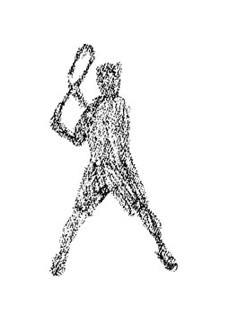 クレヨンで描いたテニス選手のイラスト