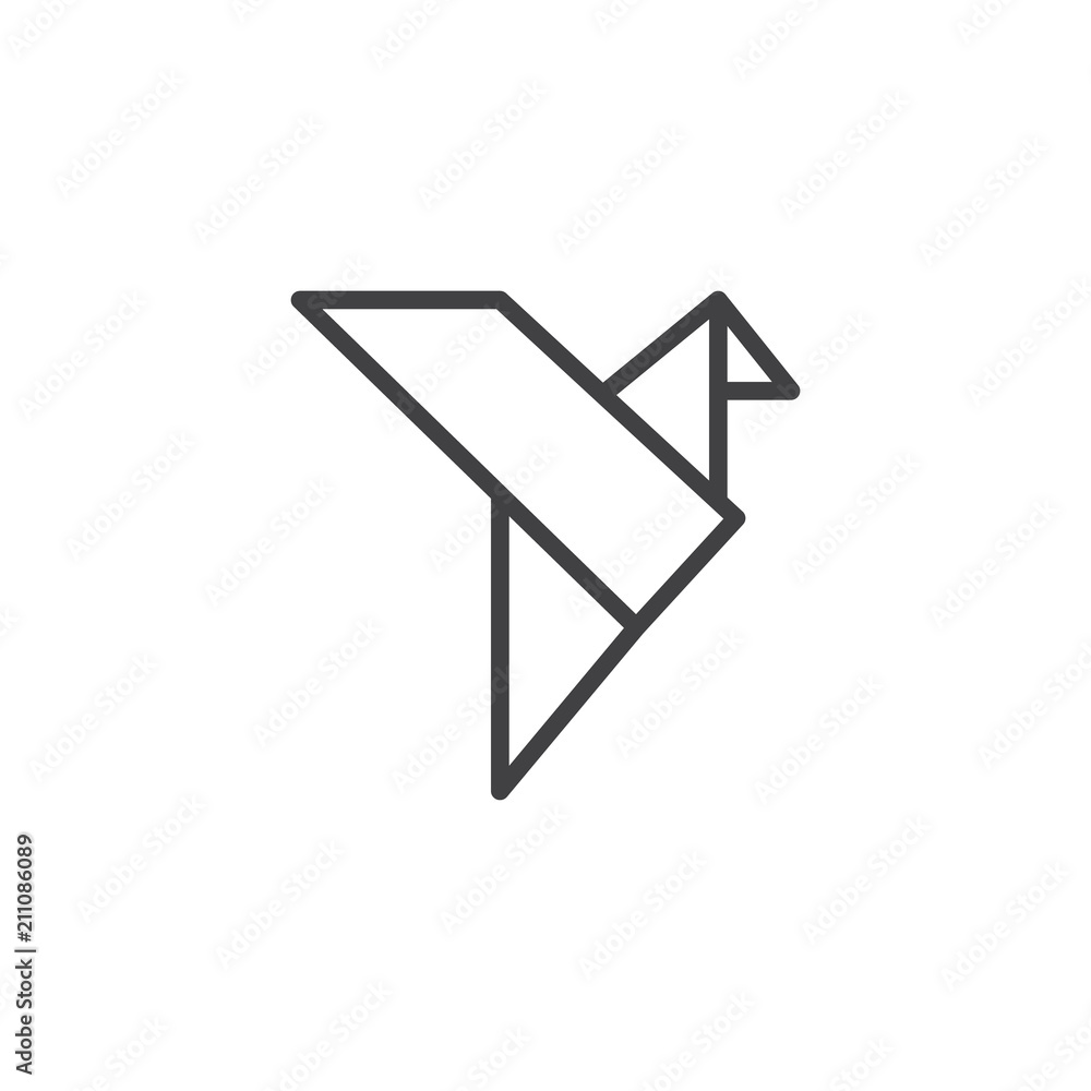 Aufkleber origami bird outline icon. linear style sign for mobile concept and web design. bird paper simple li