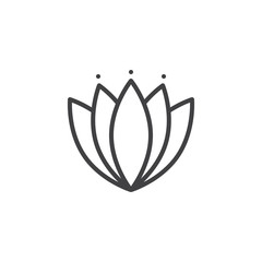 Oriental lotus outline icon. linear style sign for mobile concept and web design. Japanese lily water flower simple line vector icon. Symbol, logo illustration. Pixel perfect vector graphics