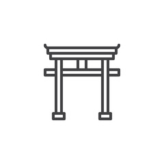 Torii Japanese gate outline icon. linear style sign for mobile concept and web design. Shinto simple line vector icon. Symbol, logo illustration. Pixel perfect vector graphics
