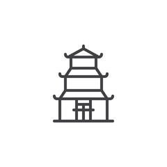 Pagoda building outline icon. linear style sign for mobile concept and web design. Traditional Japanese pagoda simple line vector icon. Symbol, logo illustration. Pixel perfect vector graphics