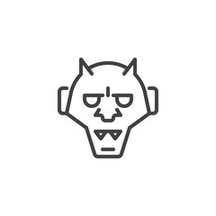 Japanese hannya outline icon. linear style sign for mobile concept and web design. Traditional japanese demon Oni mask simple line vector icon. Symbol, logo illustration. Pixel perfect vector graphics