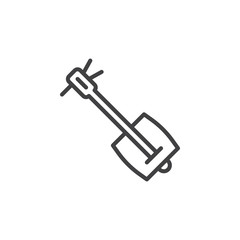 Shamisen music instrument outline icon. linear style sign for mobile concept and web design. Japanese string musical instrument samisen or sangen simple line vector icon. Symbol, logo illustration