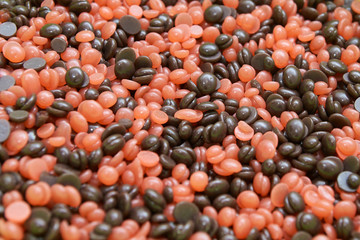 Any color wax for remove hair in drop. Orange and brown cold