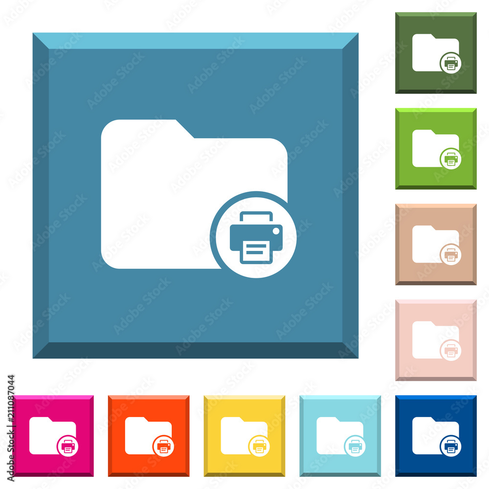Poster print directory information white icons on edged square buttons