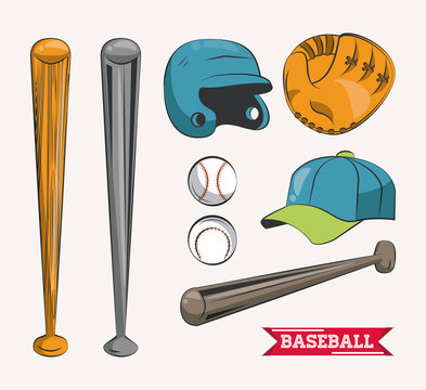 Baseball championship game emblem with equipment vector illustration graphic design