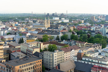 Fototapeta na wymiar Cityscape of Ostrava, the Czech Republic. View from the town hall tower.