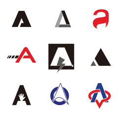 Set of letter logo design template elements collection of vector letter A logo