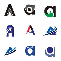 Set of letter logo design template elements collection of vector letter A logo