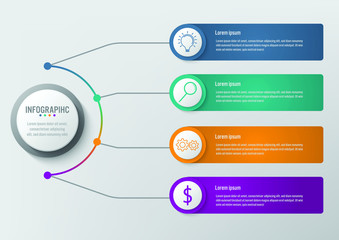 Business infographic template with 4 options, Abstract elements diagram or processes and business flat icon, Vector business template for presentation.Creative concept for infographic.
