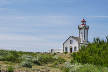 Beautiful landscape and scenic area of Belle-Ile-en-mer with lighthouse at Pointe des Poulains,...