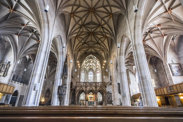 Tubingen, Germany. Interior view of the Stiftskirche (St. George's Collegiate Church)