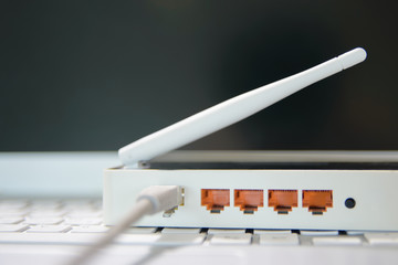 view on the ports of an internet wireless router