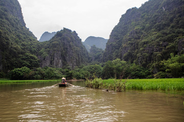 Touristic boat ride in Hao Lu in Ninh Binh city, Vietnam.It is a famous national park with its...
