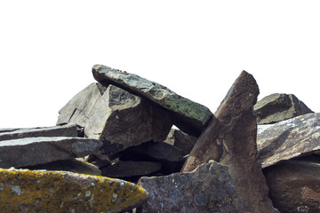 Fototapeta na wymiar Natural stones isolated on white background. Mountain stones of different shapes