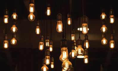 classic tungsten warm light hanging on roof