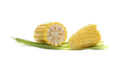 Corn cob slices isolated on white background