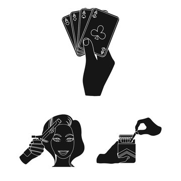 Manipulation by hands black icons in set collection for design. Hand movement vector symbol stock web illustration.