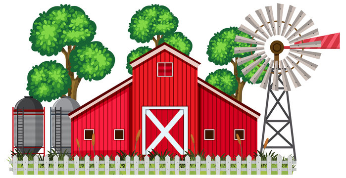 A Barn House on White Background