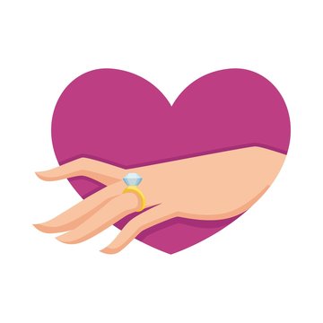 Womans Hand Showing Finger With Ring Vector Illustration