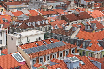 Fototapeta na wymiar View of old town of Lisbon from Elevador de Santa Justa 
