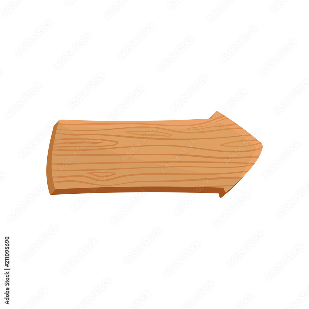 Aufkleber wooden sign in shape of arrow. brown board with natural texture and place for text. flat vector elem