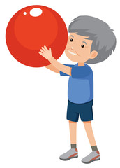 A Grandfather Workout on White Background