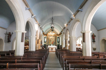 The church interior in Locamaria at Belle Ile with nobody inside